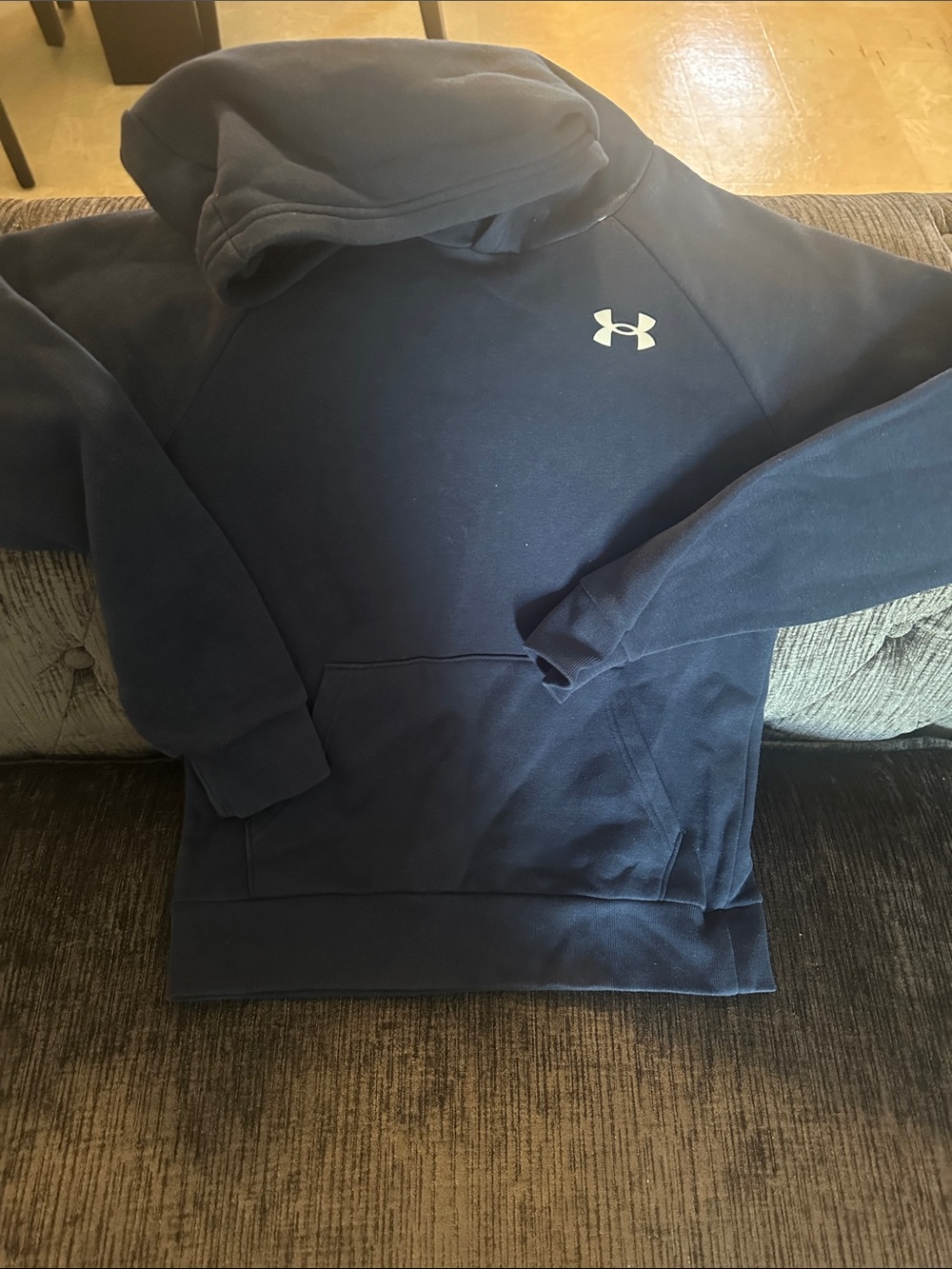 Under Armour Navy Blue Pullover Hoodie with Chest Logo